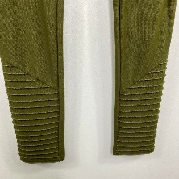 Entro Olive Green Pull On Moto Style Stretch Leggings Women's Size Medium M - Picture 3 of 8